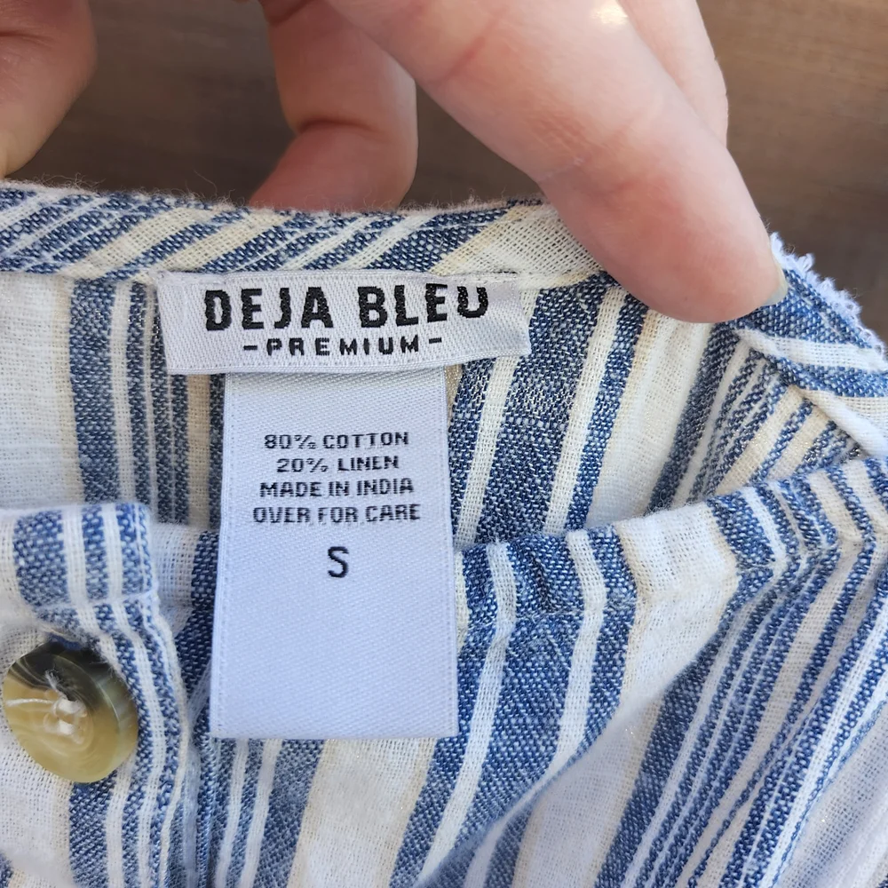 Deja Bleu Striped Blue and White‎ Jumpsuit Casual Summer Linen Blend Size Small